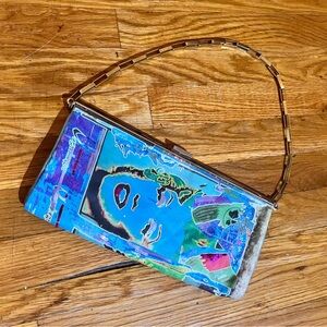 Artistic Blue and Gold Clutch